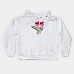 Pink Lips Face Kids Hoodie